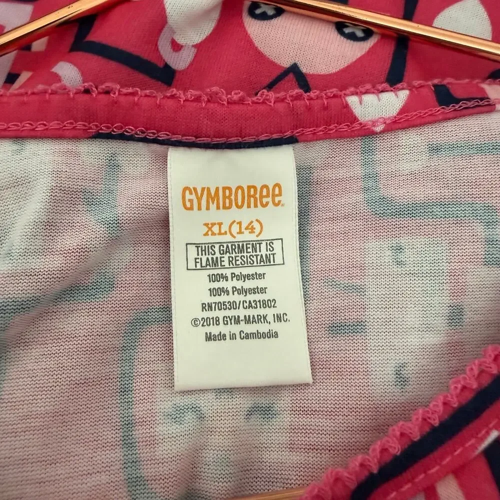 Gymboree girls pj pajama nightgown pink robot print